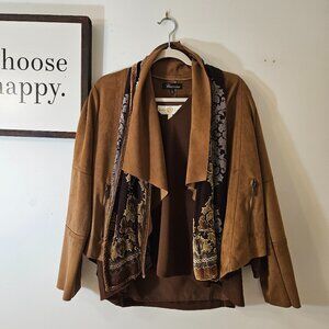 Suede Textured Jacket | Baccini | Slash Pockets | Large | Like New